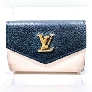 Louis Vuitton LockMe Mini Black and Pink Leather Wallet